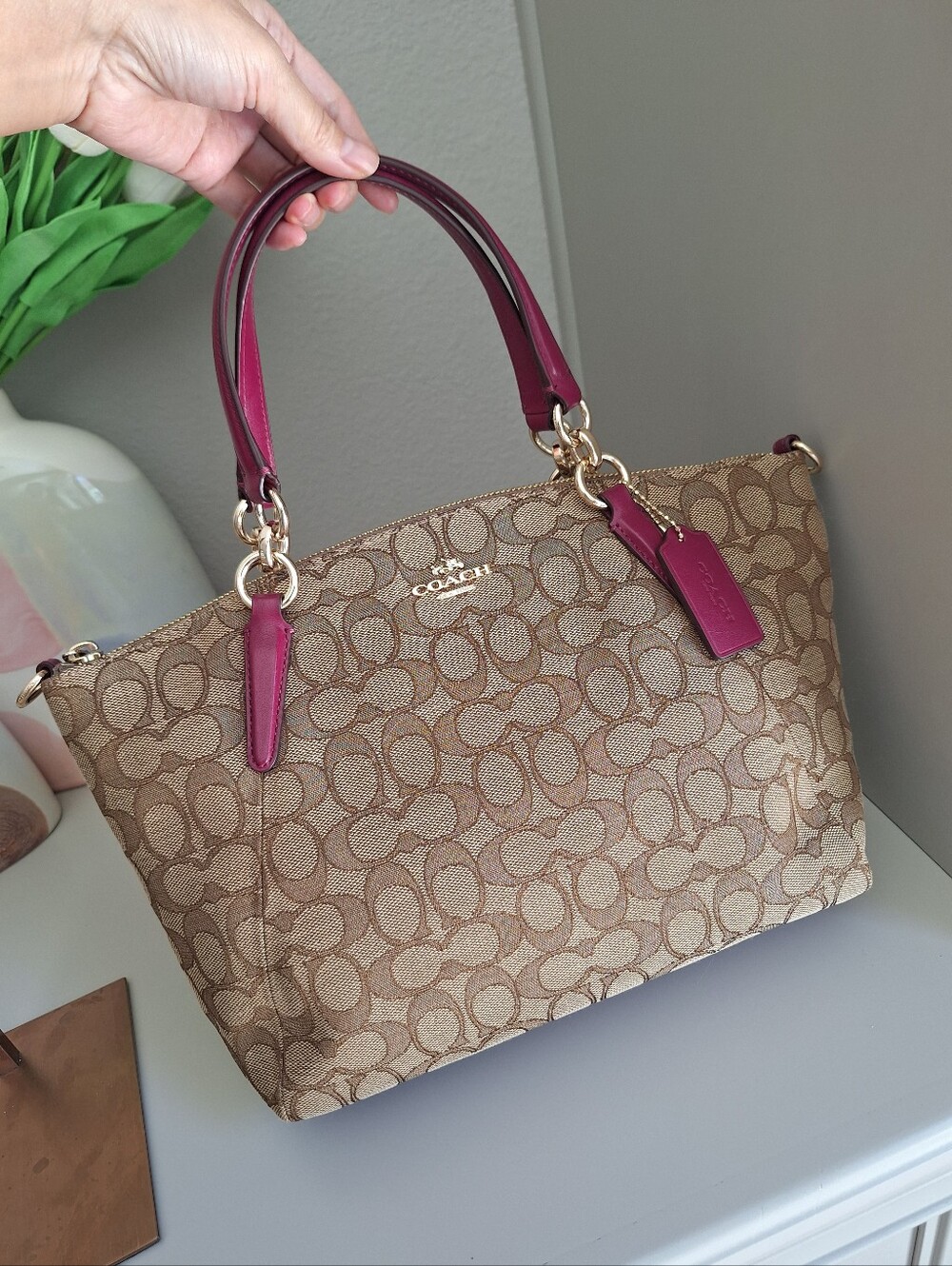 Nwt Coach Monogram Signature Logo Canvas Leather F36625 Kelsey Purse (No Strap)